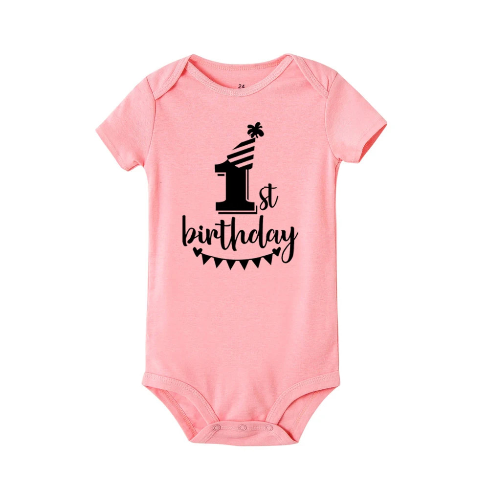 My 1st Birthday Newborn Baby Summer Romper Infant Body Toddler Short Sleeve Jumpsuit Baby Birthday Party Outfit Boy Girl Clothes 4