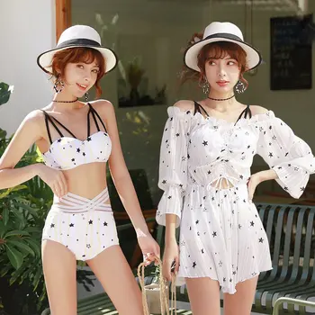 

2020 Padded Korean Style Bikini Women Swimwear Female Swimsuit Three-Pieces Bikini Set Bather Bathing Suit Swim Lady