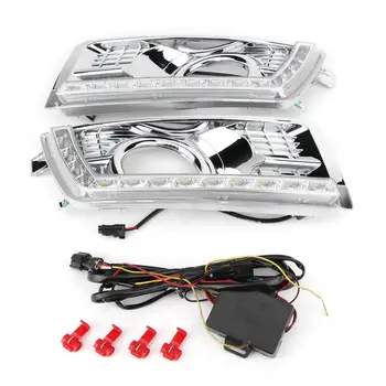 

2 Pcs Car LED Daytime Running Light Lamp 6000-6700K Yellow White Lamp DC12V for Cadillac Srx 2010 - 2015 Car Fog Lamp Cover