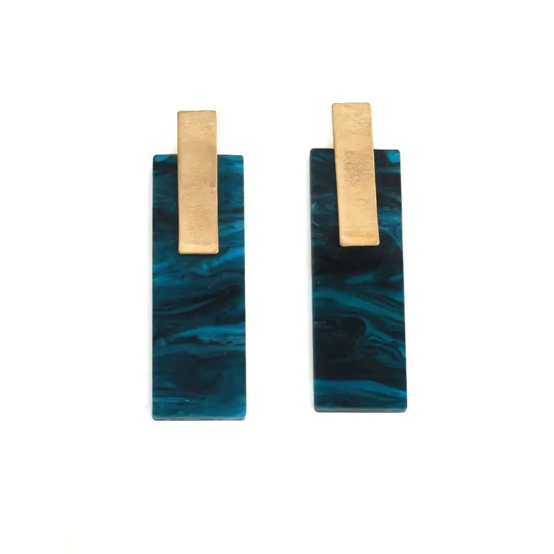 

Doreen Box Vintage Earrings Simple Temperament Blue Rectangle Ladies Exquisite Jewelry Party OL Style 70mm x 20mm, 1 Pair