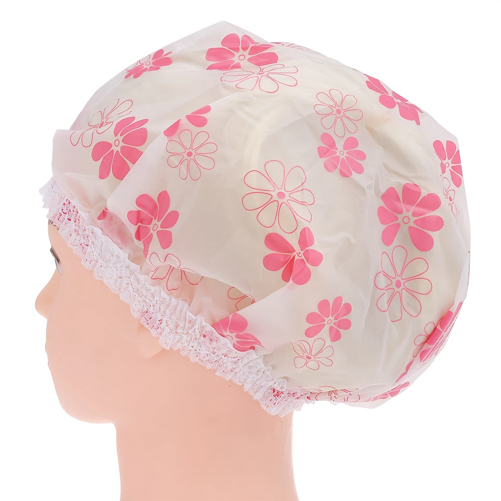 Waterproof Shower Cap Hair Hat Net Plastic Shower Cap Elastic Head