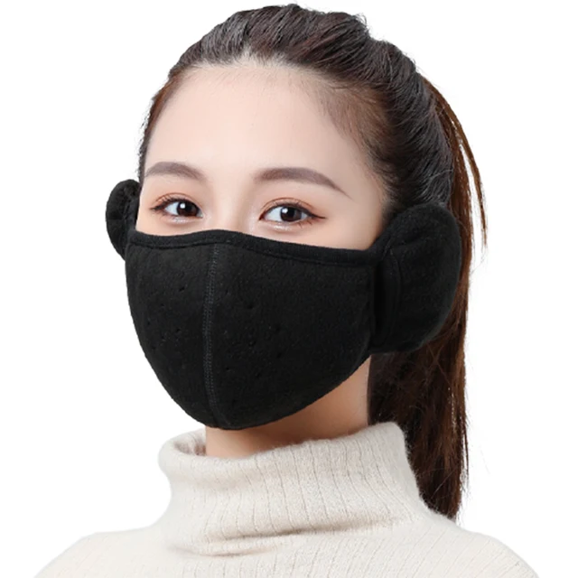 Fashion Winter Half Face Mask Thermal Fleece Ear Mouth Cover Neck Warmer Windproof Cycling Snowboard Ski Hiking Sport Scarf black new
