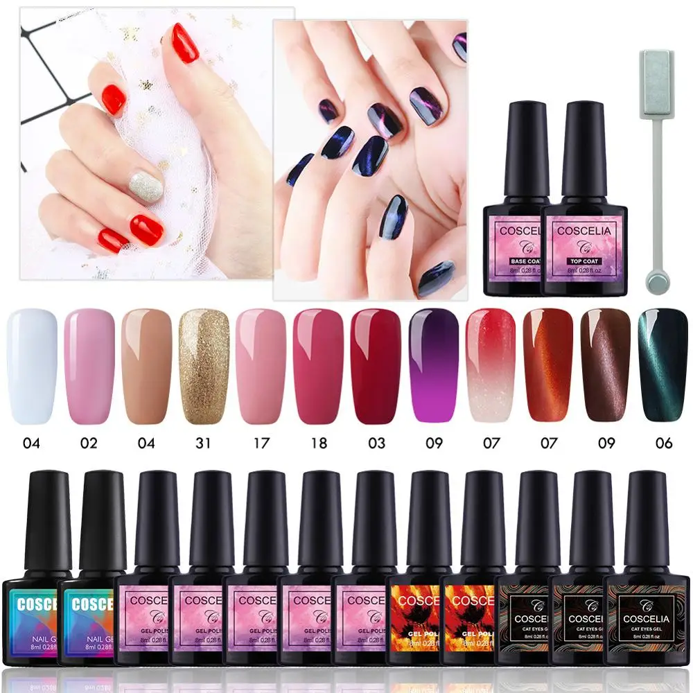 

COSCELIA Nail Polish Set Cat Eye Nail Gel Design Nail Salon Magnet Gel Soak Off Polish Kit Various For Manicure Long Lasting Gel