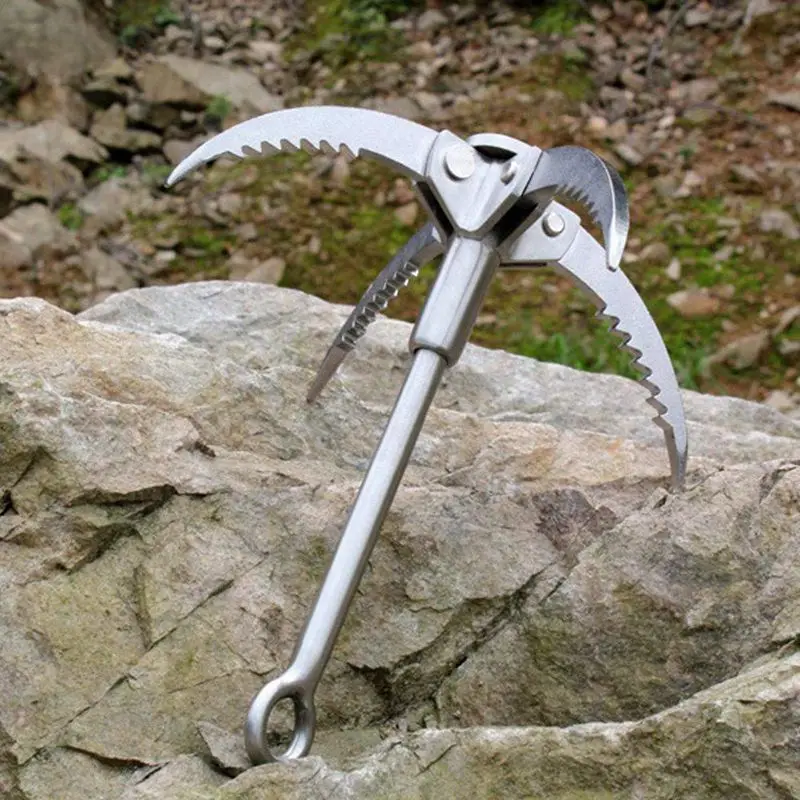 Handmade Outdoor Survival Grappling Hook Carabiner Climbing Folding 4 Claws Multifunctional Gear,Small and Survival Tool,Load 40