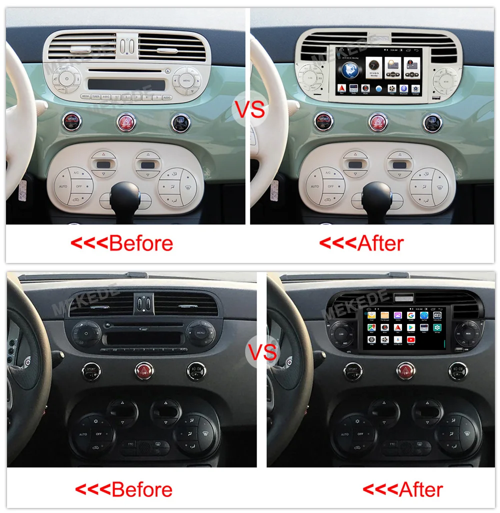 Clearance 2G RAM Android 9.0 Car DVD Player Multimedia For FIAT 500 GPS Navigation Audio 4G Wifi DAB+BT TPMS 6