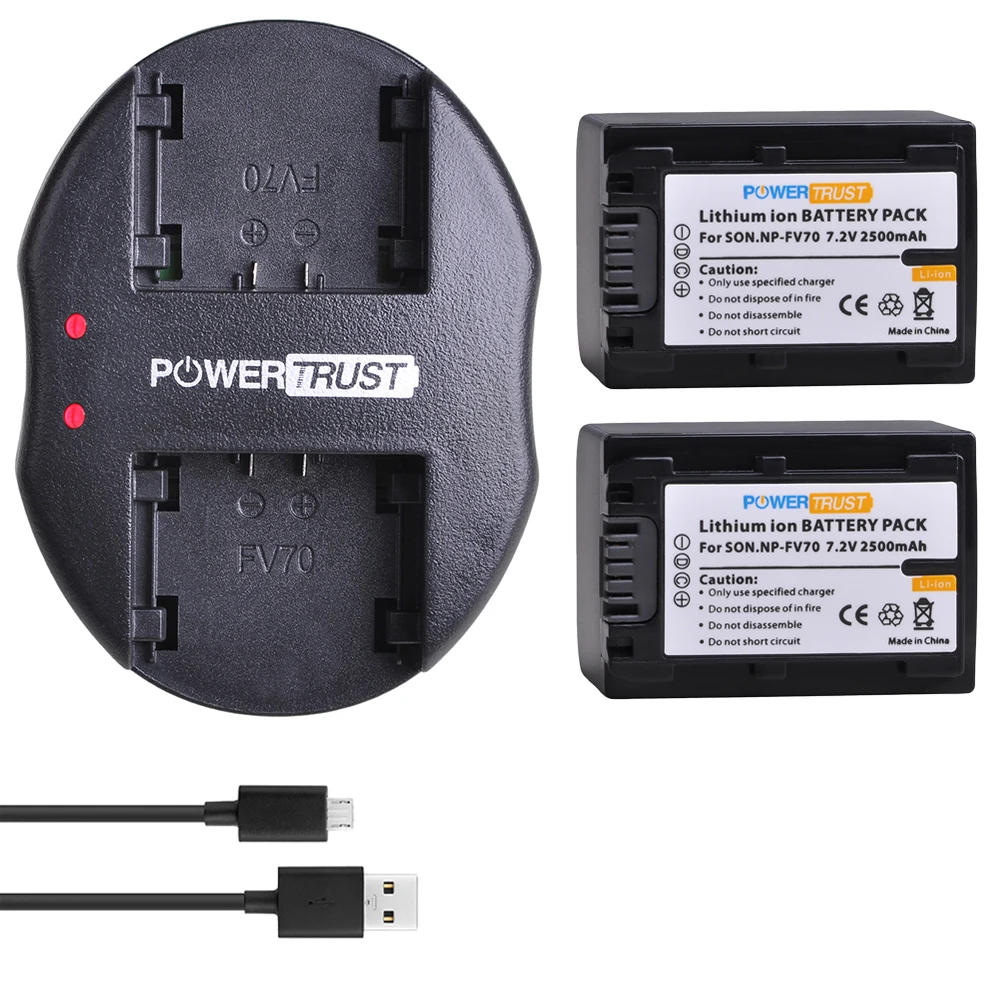 2battery and charger 2x2500 мА/ч, NP-FV70 NP FV70 NPFV70 батареи+ Dual USB Зарядное устройство для sony NP-FV50 FV30 HDR-CX230 HDR-CX150E HDR-CX170 CX300 - Цвет: 2battery and charger