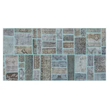 

Handmade Gray Vintage Overdyed Patchwork Area Rug 080x156 Cm-2'7''X5'1''