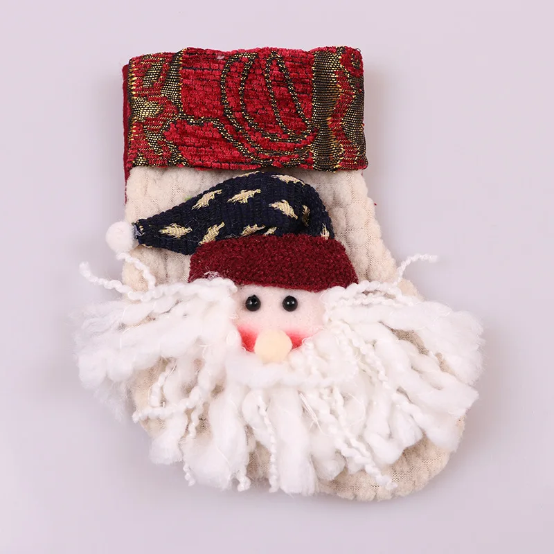 Маленькие рождественские чулки; рождественские носки с Санта-Клаусом и снеговиком; рождественские носки для украшения на год; сумки для конфет с Санта-Клаусом; подарки на год