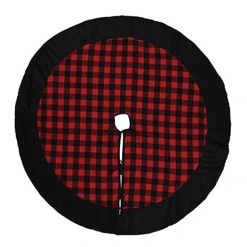 

Red and Black Plaid Check Christmas Tree Skirt 48 Inches, Country Xmas Tree Decorations Tree Skirts Holiday Ornaments
