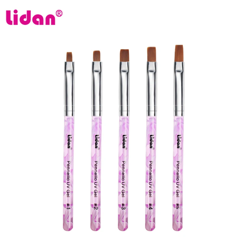 

5Pcs/pack UV Gel Acrylic Nail Art Builder Brush Pen Design Painting Kit Tool Flat Drawing Phototherapy Tools Nail Art Tools Set