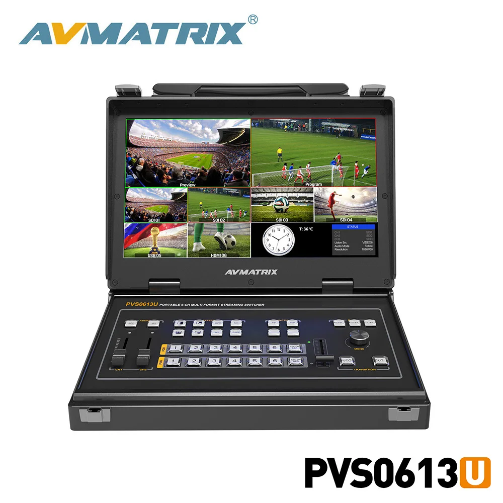 AVMATRIX PVS0613U 13 3 &quot6 каналов: 4 ×SDI и 2 ×HDMI входы IPS FHD экран портативный многоформатный