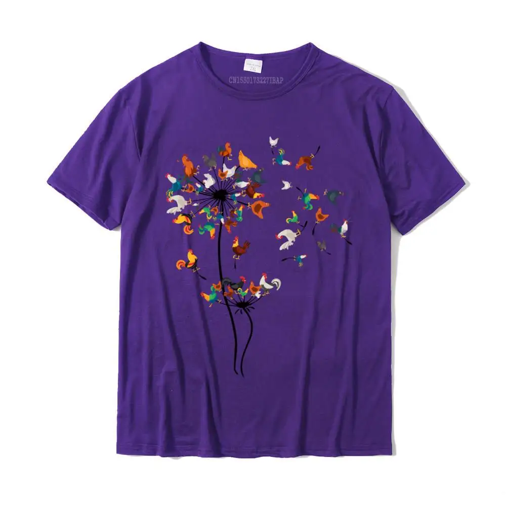 Tees Summer Tee-Shirt Summer/Autumn Company comfortable Short Sleeve 100% Cotton Crewneck Men T-Shirt comfortable Chickens Dandelion Seeds Flying Long Sleeve T-Shirt__MZ22375 purple