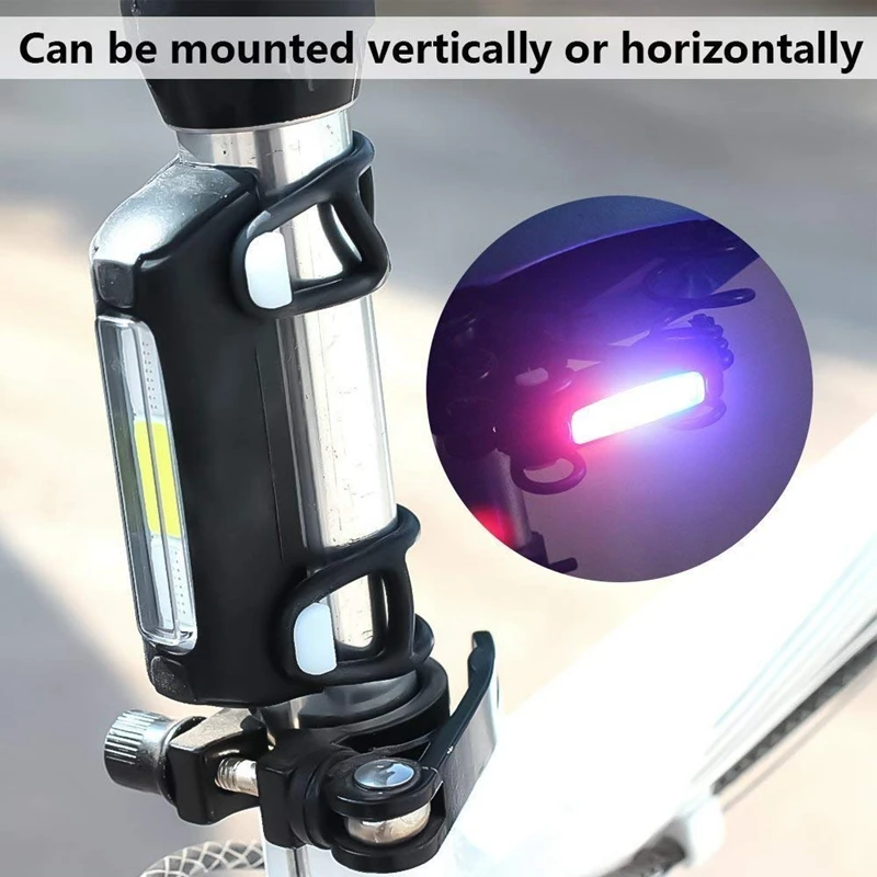 Bike Lights Ultra Bright Cycling Lights USB Rechargeable Bicycle Tail Light Red/Blue/White 7 Light Modes for road bike and Mount