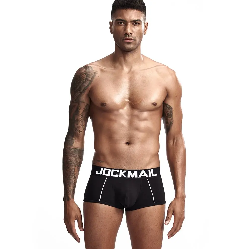 JOCKMAIL сексуальное мужское нижнее белье U выпуклая сумка мужские Трусы Дышащие Боксеры хлопковые забавные трусы однотонные белые домашние шорты