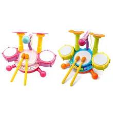 Детская барабанная установка регулируемый микрофон динамический флэш-светильник Игрушка развивающая игрушка K1MA