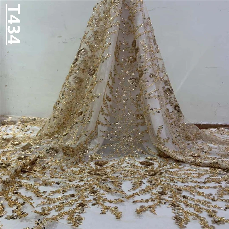 

Hand-Made African Lace Fabric 2019 High Quality 3D Flower Fabric Embroidery with Beads French Tulle Net Lace for Wedding Dress
