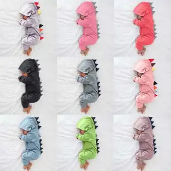 

Newborn Infant Baby Boy Girl Dinosaur Hooded Romper Jumpsuit Outfits Clothes