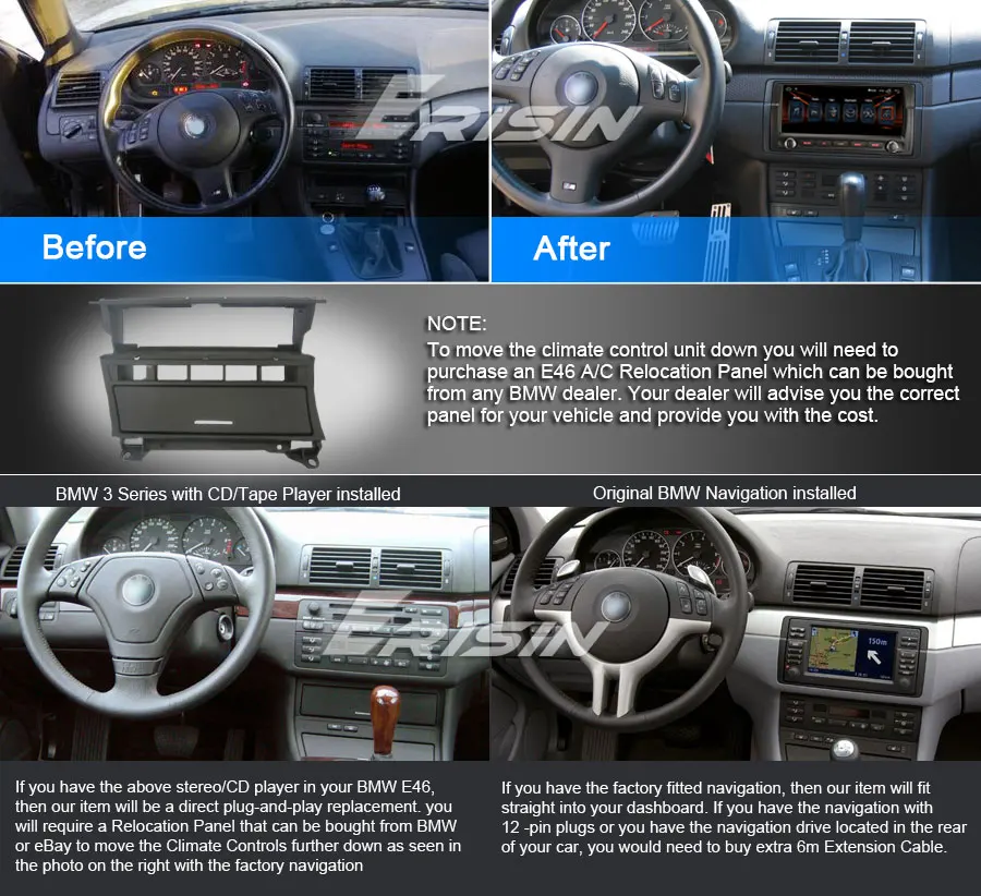 Flash Deal Erisin ES2906B 8.8" HD Android 9.0 Car Stereo GPS Sat Nav DAB+ DSP for BMW 3er E46 318 M3 Rover75 MG ZT 4