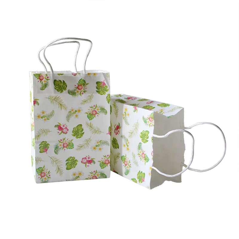 6 шт. Пальмовые Листья Фламинго цветочный Подарочный пакет бумажная сувенирная упаковочная сумка Гавайская тема вечерние Декор Детский Фламинго День Рождения Декор
