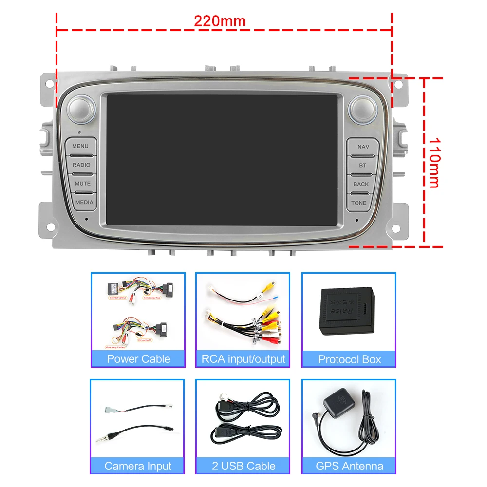 OCTA CORE ANDROID 9.0 Autoradio GPS Para for Ford Mondeo Focus S-Max II Galaxy