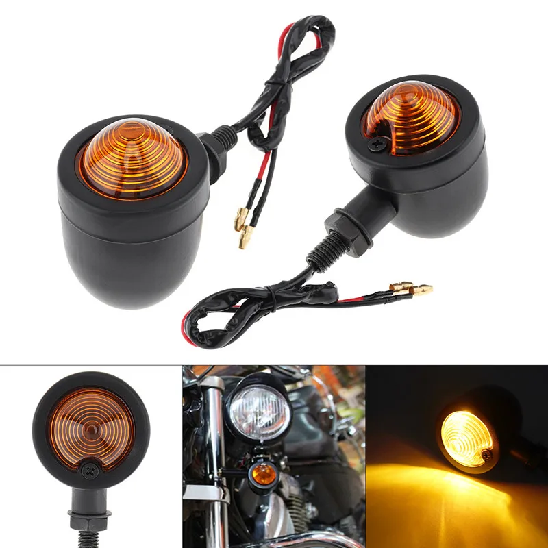 

1 Pair Motorcycle Turn Signal Indicator Light Amber Motorbike Blinker Headlight 12v Indicator lamp Bullet Chrome black new
