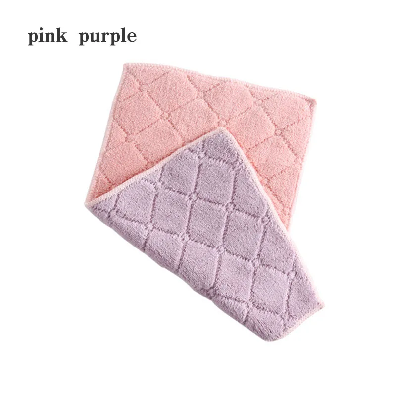 pink purple Утолщенное двухстороннее супер абсорбирующее чистое полотенце с антипригарным маслом, гигиеническое чистящее полотенце, ультра-тонкое волокно, кухонный гаджет 28*17 см - Цвет: pink purple