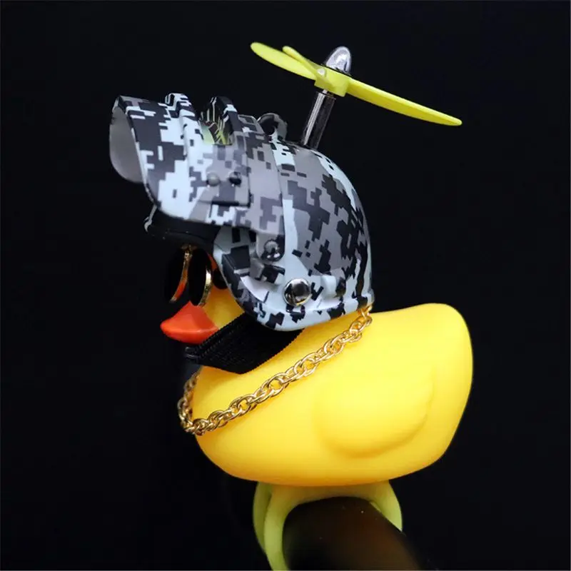 Rubber Duck Toy Car Ornaments Yellow Duck with Propeller Helmet Car Dashboard Decor Squeaking Glowing Duck Toys for Adults Kids 7