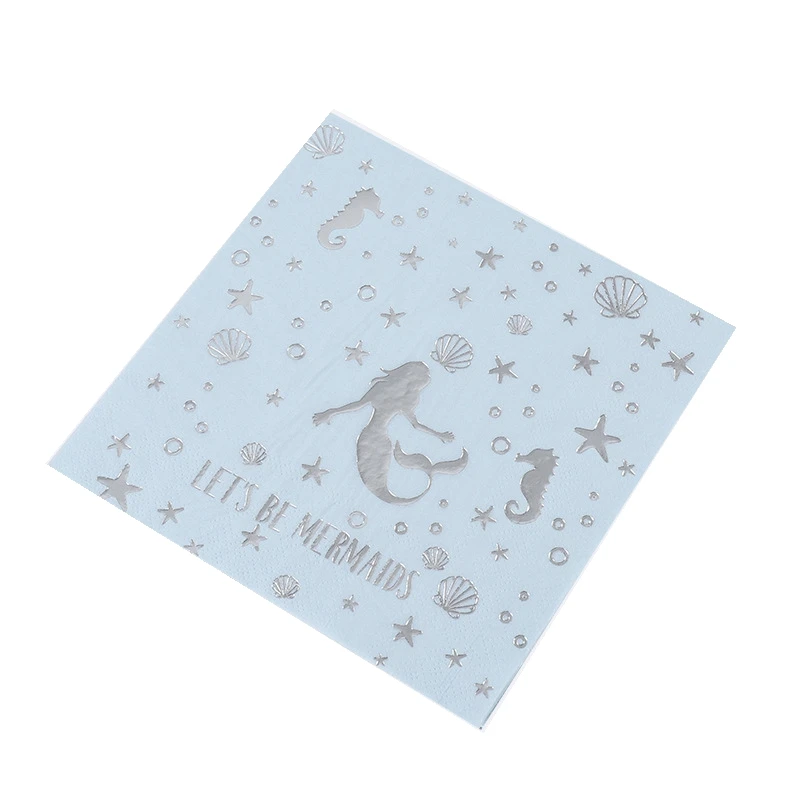 10pcs napkin Русалка Bronzing Золото Серебро набор посуды чашка тарелка флаг день рождения ребенка душ одноразовые партия поставок пользу - Цвет: 10pcs napkin