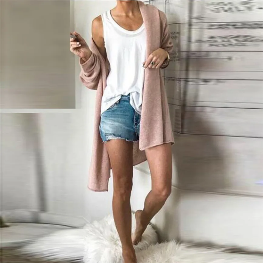 Женское свободное кимоно с длинным рукавом однотонное длинное кардиганы верхняя