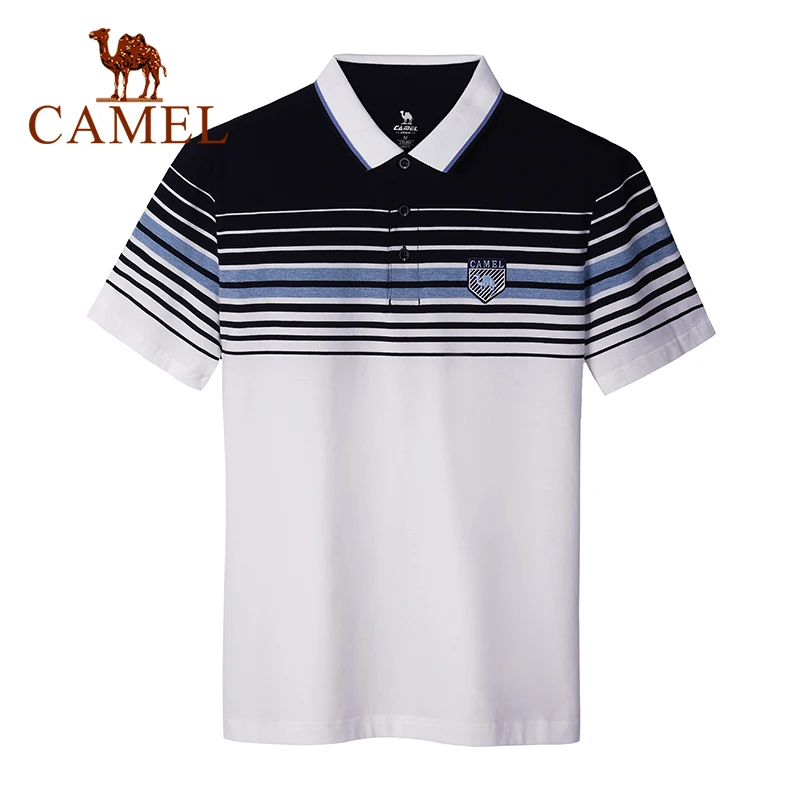 CAMEL New Summer Men's Short Sleeve Hit Color Loose Shirt Lapel Striped Breathable Outdoor Hiking Sports Male T-shirts CAMEL New Summer Men's Short Sleeve Hit Color Loose Shirt Lapel Striped Breathable Outdoor Hiking Sports Male T-shirts