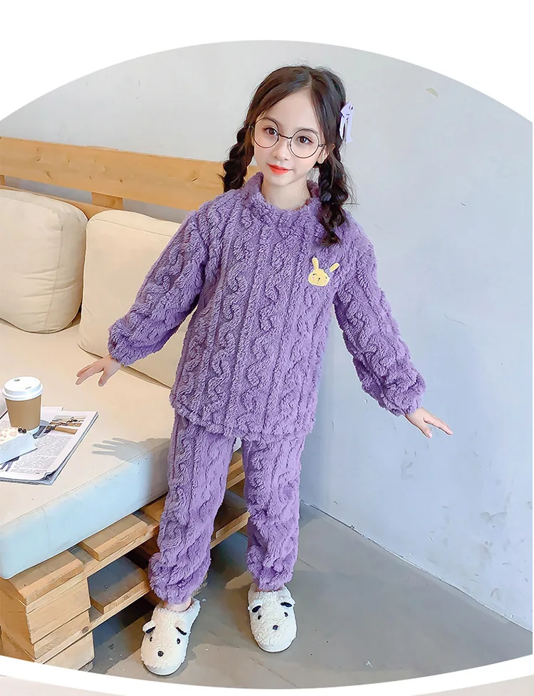 best nightgowns New Kids Soft Flannel Pajama Sets Boys Girls Autumn Winter Thicken Warm Home Wear Children Long Sleeve Sleeping Clothing Sets designer pajama sets