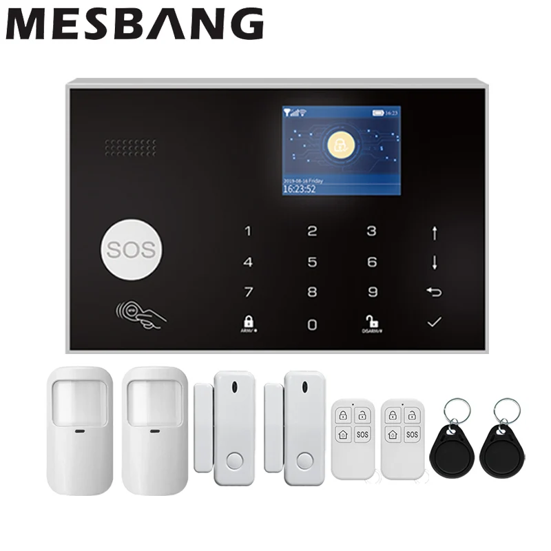 02 Домашняя Wi-Fi GSM сигнализация Беспроводная охранная сигнализация наборы с pir датчиками дверной детектор и wifi IP камера tuya App управление - Цвет: 02