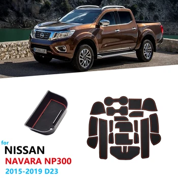 

Car Accessories for Nissan Navara NP300 D23 2015~2019 Anti-Slip Rubber Gate Slot Cup Mat Armrest Box Storage Stowing Tidying