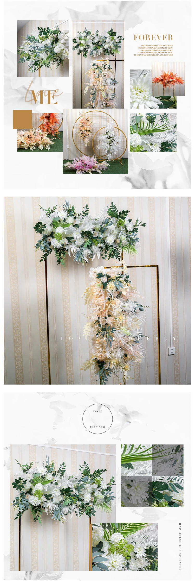 Flone New wedding arrangement flower Artificial fake flowers row wedding stage arch backdrop flower decoration road guide floral