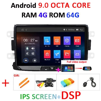 DSP ips 4G+ 64G 8 ядерный Android 9 Автомобильный мультимедийный dvd gps для Duster Dacia Logan Sandero Captur Lada Xray 2 Logan 2 Автомагнитола OBD2 - Цвет: 4G64G IPS DSP full