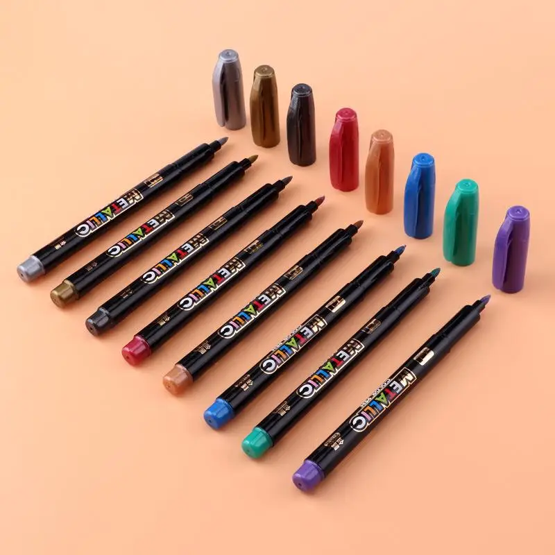 

8PCS/Lot Metallic Pen Epoxy Resin Painting Marker Colorful Writing Drawing Tool DIY Resin Mold Marker Pen Graffiti Crfat Pen Set