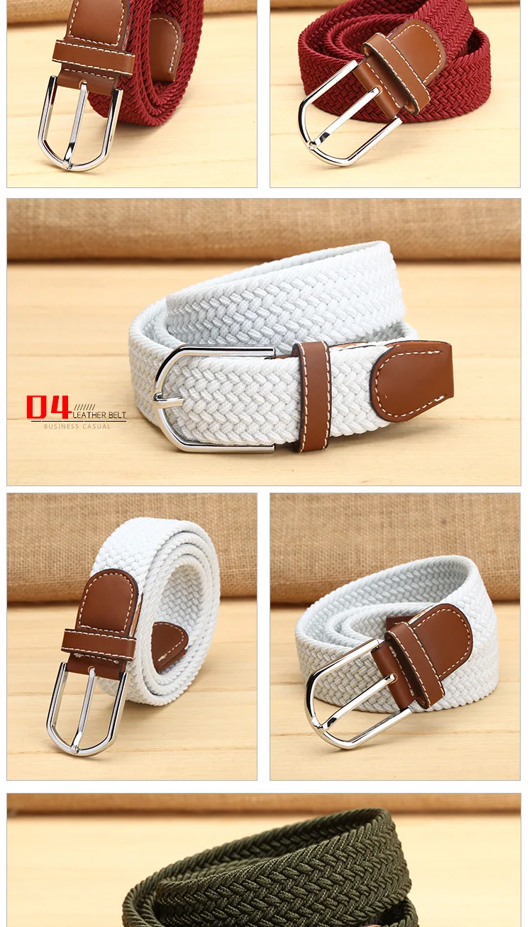 New elastic belt knitted canvas belt decoration belt female pin buckle canvas strap women and man