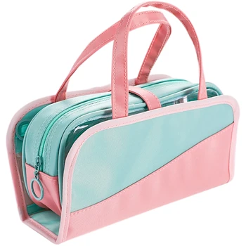 

Creative Pencil Case 2 in 1 Pencil Bags Transparent Pvc Pen Box Beauty Case for Women Travel Makeup Pouch Cosmetic Bag