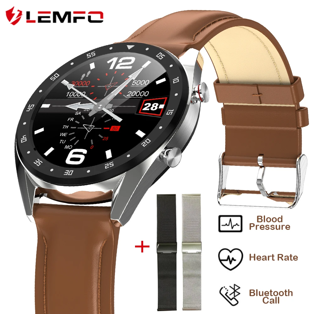 Мужские Смарт часы LEMFO L7 PPG + ECG полностью круглый сенсорный IP68 водонепроницаемый