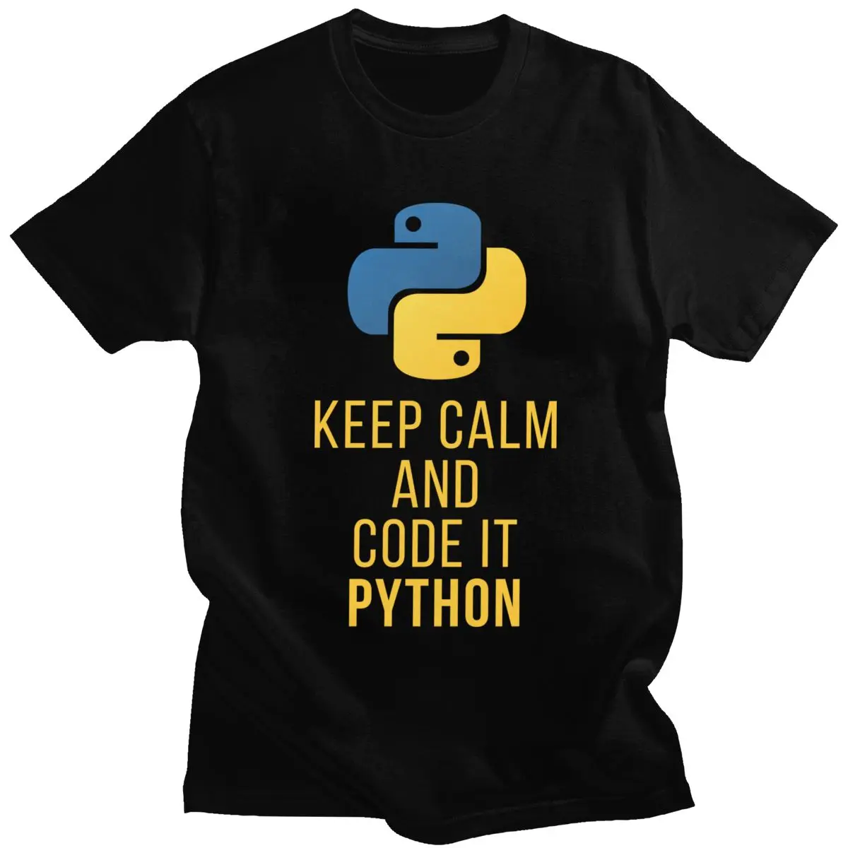 Funny Python Developer T-shirt Men Short Sleeved Keep Calm And Coder It ...