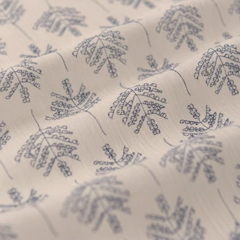 

Rice white blue tree drape viscose rayon fabric summer dress subfabric