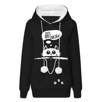 

Winter Women’s Sweatshirt Animal Pouch Hooded Tops Carry Cat Breathable Pullover Hoodie Sweatshirts Clothes sudadera mujer #45