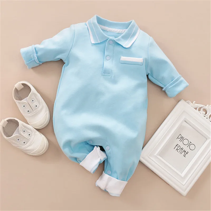 Baby Rompers For Boys Gentlemen Jumpsuits Pajamas Long Sleeve Newborn Bebes Cotton Outfits Clothes 0-24M Toddler Infant Costumes