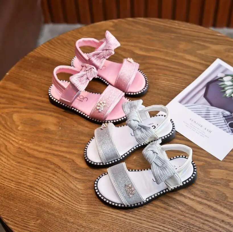 Kids Sandals Girls Shoes New Summer Bowknot Fashion Princess Girls Sandals Children Diamond Sandals For Girls Sneakers