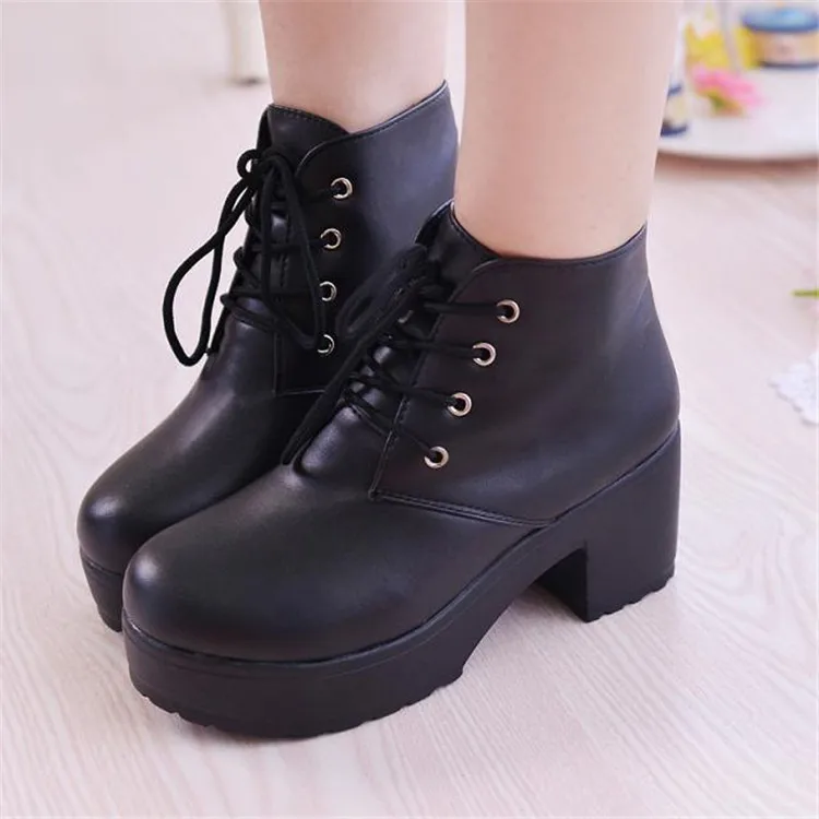 

New Style Special Offer Spring And Autumn Thick Bottomed Platform Short Boots Cross Straps High-Heel Martin Boots Punk Chunky-He
