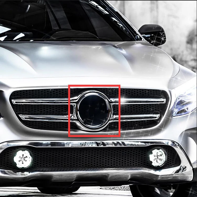 

185mm Mirror Black Chrome Star Emblem Car Styling Middle Grille Logo LED Emitting Light Decoration for Mercedes Benz C E GLA GLK