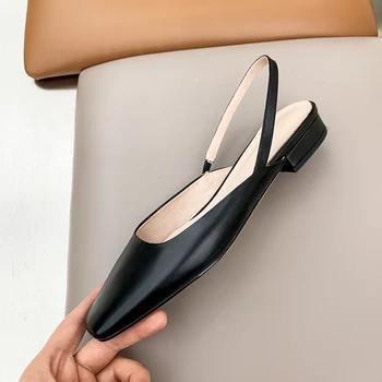 

Women Sandals Summer Genuine Leather Black Beige Pink Sandals Comfortable Thick Heels Shoes Woman