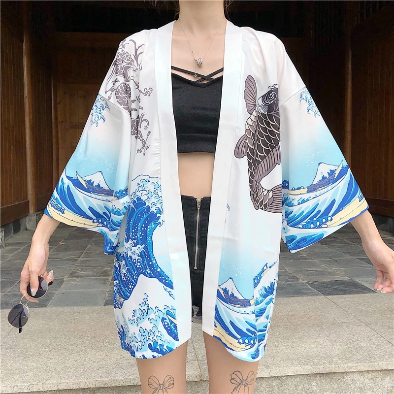 Womens tops and blouses 2020 harajuku kawaii shirt Japanese streetwear outfit kimono cardigan female yukata blouse women  AA001