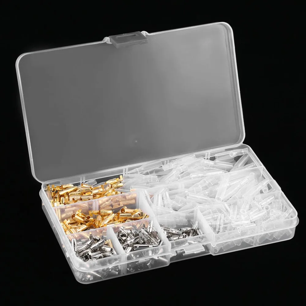 100pcs Dia 3.9mm Brass Bullet Connectors Plug Crimp Terminal Switch Cable Wire Connection Terminal Male &Female with Cover Case