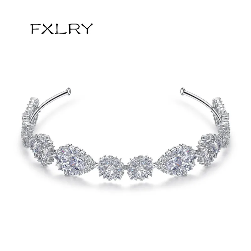 

FXLRY Elegant AAA Zircon Queen's Tiara Crowns Hair Accessories For Women Headband Bridal Wedding Jewelry